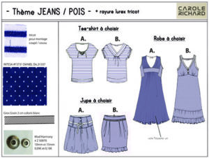 Planche tendance Plan de collection Dessin technique Pois esprit marin Unique en Serie Bureau de style